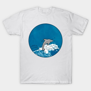 the dolphin in the blue ocean T-Shirt